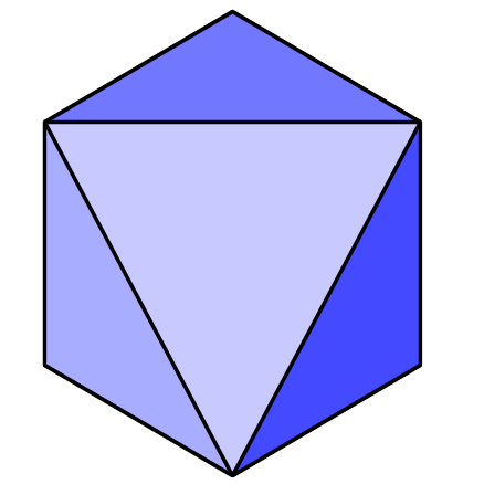 cube with viewed in the plane of the triangle with section removed