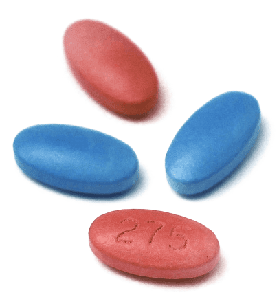 picture of some red and blue pills