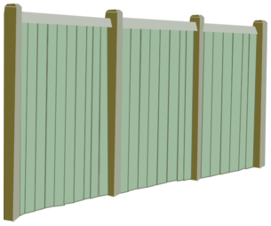 4 fence posts and 3 fence panels