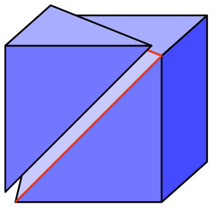 cube with a section removed slightly